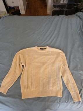 Yellow Cable Knit Crewneck Sweater - Men